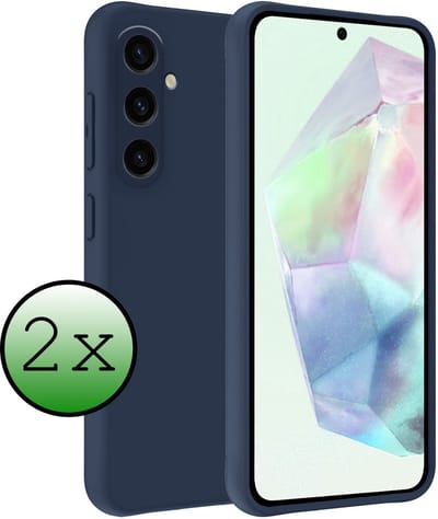 Hoesje 2 Stuks - Geschikt voor Samsung Galaxy A36 - Sterk & Shockproof - Case Siliconen - Back Cover - Telefoon Hoes - Donkerblauw
