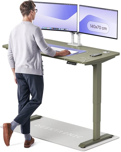 Desktronic HomePro Zit-sta Bureau Elektrisch In Hoogte Verstelbaar, 140x70 cm Groente/Groente, Stille Dubbele Motor, Hoogte 62-126cm