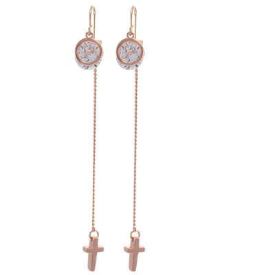 Behave - Kruisvorm bronskleurige oorhanger met zirkonia kristal