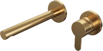 Brauer Gold Edition inbouw wastafelmengkraan met rechte uitloop en rozetten model D1 goud geborsteld PVD