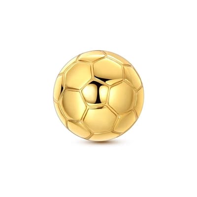 Fler® | Bedel | Past op populaire bedelarmbanden (standaard - 3mm) | Gouden Voetbal Bedel | Hangbedel Charm | 925 sterling zilver | Valentijnsdag Cadeau | Sinterklaas kado | Kerstcadeau | Verjaardagsgeschenk | Vriendschap