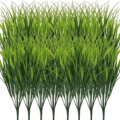 16 Stuks Kunstgras Planten, 40 cm Hoge Nepgrasstruiken, Ideaal voor Buiten- en Binnendecoratie, Groene Stelen en Onkruid voor een Natuurlijke Sfeer