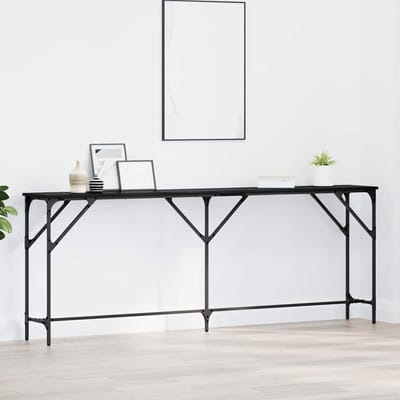Industriële Tafel - Lange Entree Tafel - Woonkamer Decoratie - Zwart Eiken Look - 200 cm Lengte - Zwart