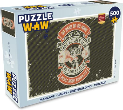 Puzzel Mancave - Sport - Bodybuilding - Vintage - Legpuzzel - Puzzel 500 stukjes
