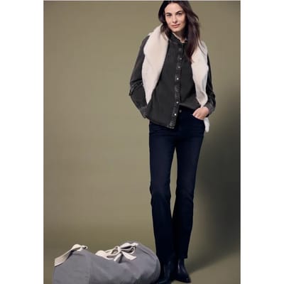 Denim blouse met ruches