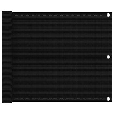 Balkonscherm-Zwart-75x500-cm-HDPE-Privacyscherm-UV-Bestendig-Zichtbreeknet-incl-24m-Touw