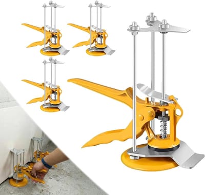 Tegellifter Set - Hoogteversteller Tegels - Precisie Tegel Plaatsen - Werkbesparend Kliksysteem - 4 Stuks - Grijs
