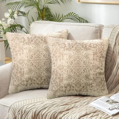 Boho Kussenhoezen - Retro Design - Set van 2 - 40x40 cm - Linnen