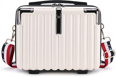 Mini Koffer Hard Shell Make-up Tas voor Vrouwen - Draagbare Cosmetische Case met Schouderriem - Zwart