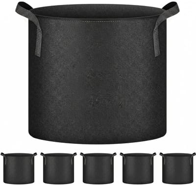 Famanu – 35 liter - 5-delige set kweekzakken - stoffen ventilatiepotten - container met riemgrepen voor kleuterschool en planten - zwart