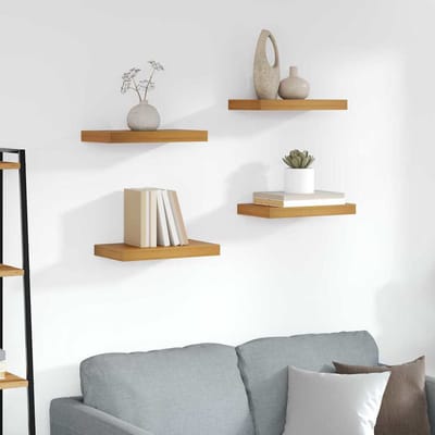 vidaXL - Wandplank - 4 - st - Bruin - 40 - x - 23,5 - x - 3,8 - cm - Bewerkt - hout