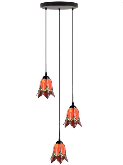 Tiffany Kroonluchter Lovely Flower Red 3 - Art Deco Trade