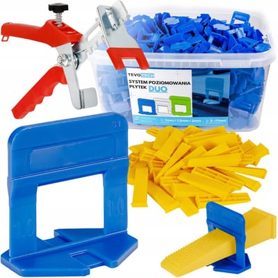Tevotech Duo Tegel Leveling Systeem: 500 Clips 1.0mm, 100 Wiggen & Tang