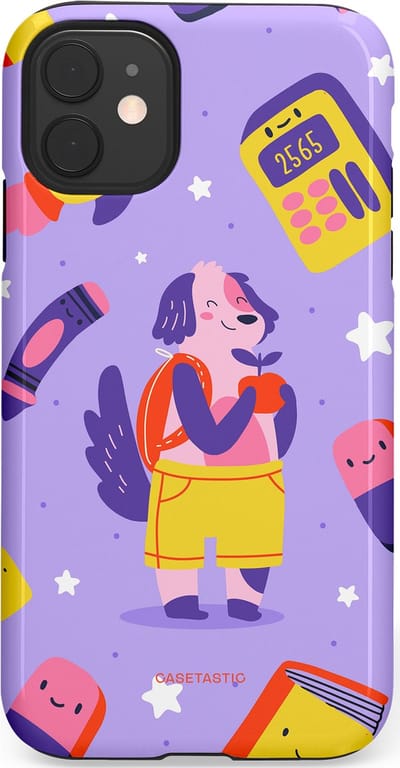 Casetastic hoesje geschikt voor Apple iPhone 11 - Dubbellaagse bescherming - Tussen boeken en sterren - Fashion Case - Lavendel Geel