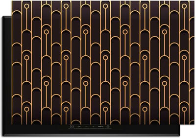 KitchenArt - Golden Arc – Inductie Beschermer - 90x50 cm - Kookplaat Beschermer - Luxe Afdekplaat Inductieplaat - Anti-slip & Oprolbaar - Beschermmat Inductiekookplaat