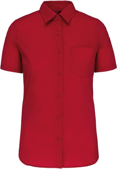 Kariban Dames Poplin Blouse Korte Mouwen K544 - Classic Red - 3XL