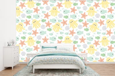 Behang - Fotobehang Zeedieren - Baby - Schelpen - Breedte 320 cm x hoogte 240 cm
