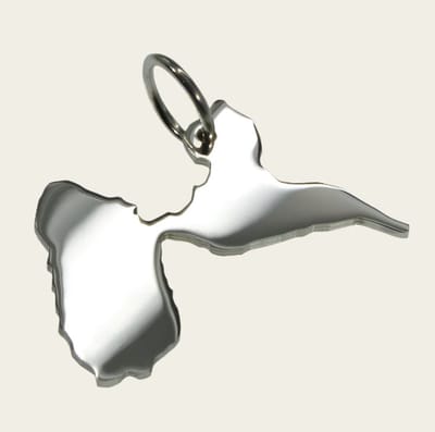 Zilveren Landkaart Guadeloupe ketting hanger