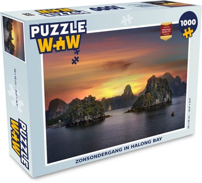 Puzzel Zonsondergang in Halong Bay - Legpuzzel - Puzzel 1000 stukjes volwassenen