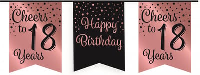 Party flag banner rose/black - 18