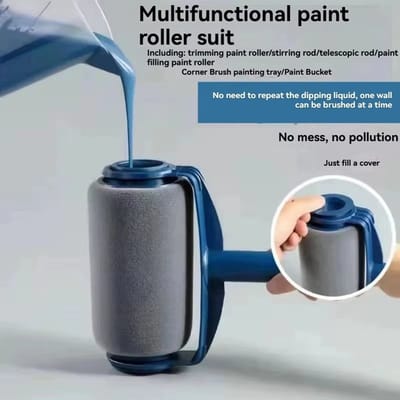Vulbare Muurverfroller Set – Innovatieve Verfrol en Multifunctionele Borstel voor Gelijke Verfapplicatie, Snelle en Makkelijke Muurverf – Schilderen Zonder Druppels en Spatten