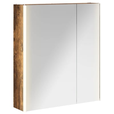 vidaXL - Badkamerspiegelkast - Rook - Eiken - 63,5 - x - 15,5 - x - 70 - cm - Bewerkt - hout