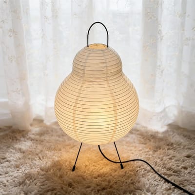 Lampenkap van Reispapier voor Tafellamp en Hanglamp, Wit Nachtlampje met E27 Fitting, Vervangbare Lampenkappen en 2m Kabel, H44cm, Ideaal voor Sfeerverlichting en Decoratie