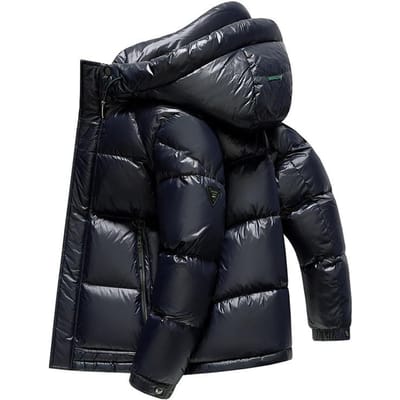 Hiver Nouveau Doudoune à Capuche Homme Épaissie Courte Jeune Doudoune Arctique Doudoune d'Extérieur L black