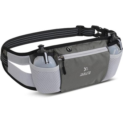 Ceinture de course à pied, sac banane, résistant à l'eau, respirant, pour coureurs, bouteille d'eau gris