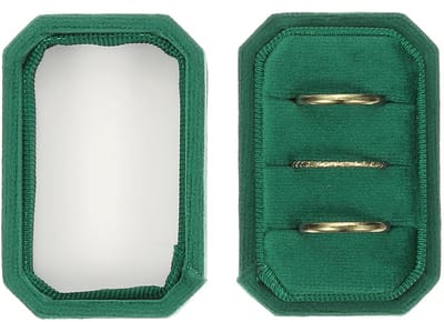Dailygoods - PATIKIL Fluwelen Ringendoos met 3 Vakken, Achthoekige Ringendrager Handgemaakt Vintage Ringen Display Organizer voor Sieradenopslag, Voorstel, Verloving, Huwelijksceremonie, Groen