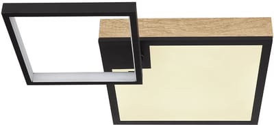 Plafondlamp Designlamp Houten lamp Woonkamerlamp, Regenboog effect dimbaar Afstandsbediening verplaatsbaar CCT, LED 21W 1000Lm warm wit-koud wit, LxBxH 60x41x10cm
