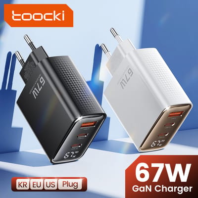 Toocki 67W GaN-oplader Digitaal display Snel opladen 4.0 3.0 Snelle Type C USB-oplader voor laptop iPhone Samsung Xiaomi Realme POCO