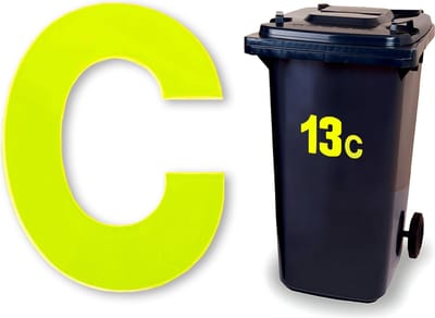Huisnummer kliko sticker - Letter C - Geel Reflecterend - plakletter stickers - huisnummer letter - container letters - brievenbus letter - CoverArt