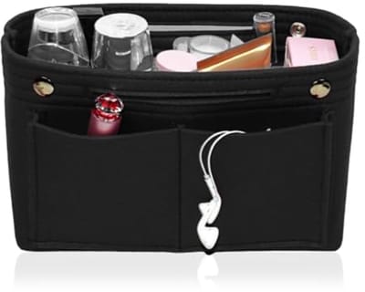 Tote Bag Organizer voor Universiteitsgebruik - Multi-pocket Handtas Organizer in Zwart 24 x 8 x 15 cm
