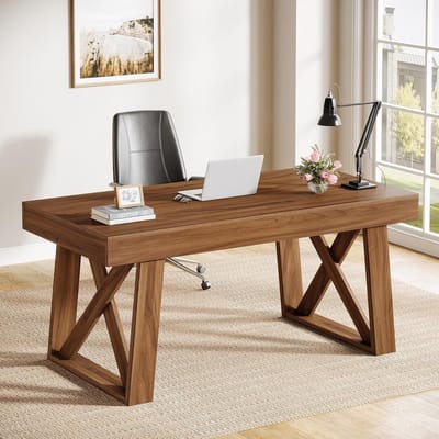 Tribesigns Bureau - Computerbureau - Computerbureau met lade - Thuiskantoor Bureau Houten Tafel voor Kantoor & Gaming, Zakelijke Werktafel - 140 x 70 x 65 cm - Bruin