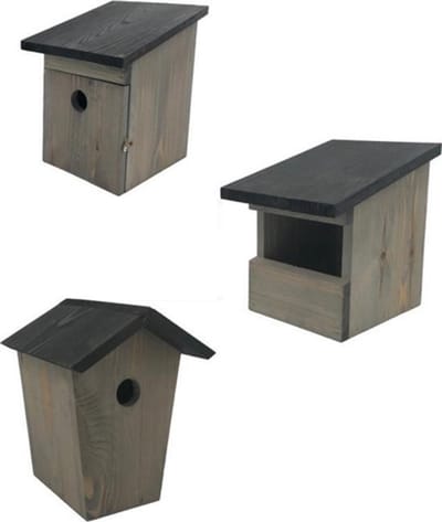 Garden Spirit - Set van 3 Nestkastjes en Vogelhuisjes - Grijs/Zwart