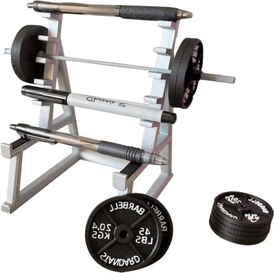 Multifunctionele Pen Organizer voor Thuis en Kantoor, Leuk Gym Thema met Squat Rack en Mini Dumbbells, Perfect voor Sportliefhebbers en Desk Accessoires