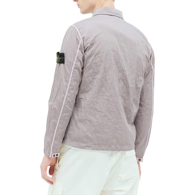 Stone Island Logo Effen Kleur Polokraag Enkele Zak Lange Mouwen Jas Heren jassen Roze 801511219-V0080 XL gray