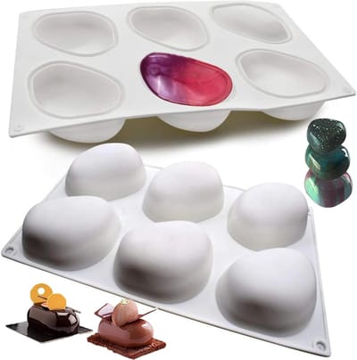 6-caviteit siliconen cakevorm, 3D steen vorm, anti-aanbak bakvorm voor cupcakes, muffins en zeep