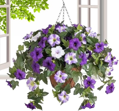 Kunstbloemen decoratie - Nep bloemen - Buiten versieren - UV bestendig - 65 x 40 cm - Paars