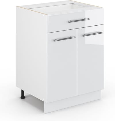Vicco Fame-Line Badkamerkast – 60 x 82 cm met lade, zonder werkblad Wit Hoogglans