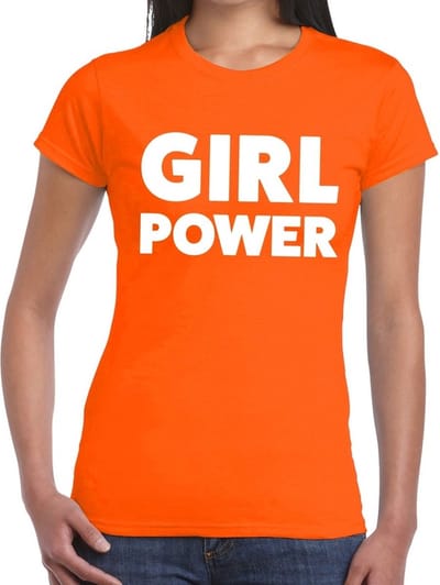 Oranje Girl power t- shirt - Shirt voor dames - Koningsdag/supporters kleding XS