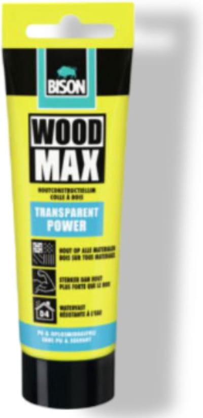 Bison Wood Max Transparant Power tube 85 g, extreem snel, voor alle houtsoorten, D4, hoge aanvangshechting