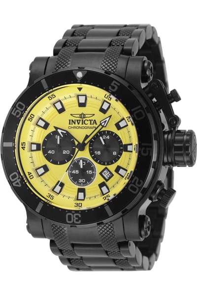 Invicta Coalition Forces 49229 Heren Horloge - Quartz Uurwerk - Roestvrij Staal met Gele Wijzerplaat - 52mm