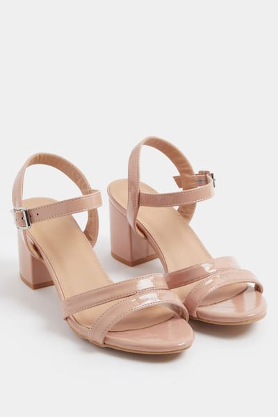 Yours Nude Lakleren Sandalen Met Middelhoge Blokhak In Brede Epasvormsize 37EEE