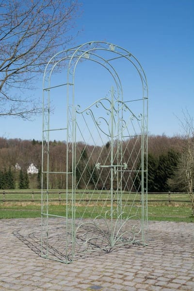 Rozenboog met Hek en Dubbele Poort voor Klimplanten - Antiek Groen