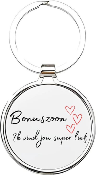 Akyol - bonuszoon ik vind jou super lief Sleutelhanger - Zoon - de leukste bonuszoon - bonuszoon sleutelhanger - kind sleutelhanger - sleutelhanger zoon - familie sleutelhanger - cadeautje - zoon cadeau - boy - de liefste zoon - 4 x 7,5 CM
