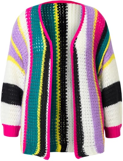 Angel of Style - Dames - Vest straight fit gekleurde strepen ballonmouwen - Donker turquoise - Maat 46+