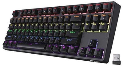 Compact Mechanisch Toetsenbord met RGB Verlichting en Draadloze Verbinding - 87 Tasten, Tactiele Bruine Schakelaars