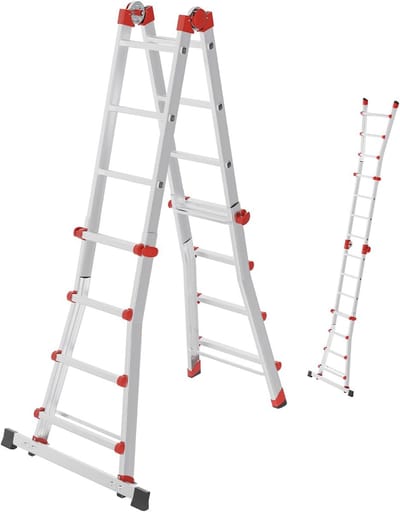 Multifunctionele Aluminium Ladder 4x4 Sporten - Verstelbaar tot 4,70 m - 150 kg Belastbaar